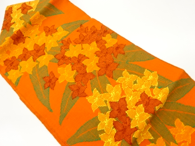 JAPANESE NAGOYA OBI / MAWATA TSUMUGI / WOVEN FLOWERS